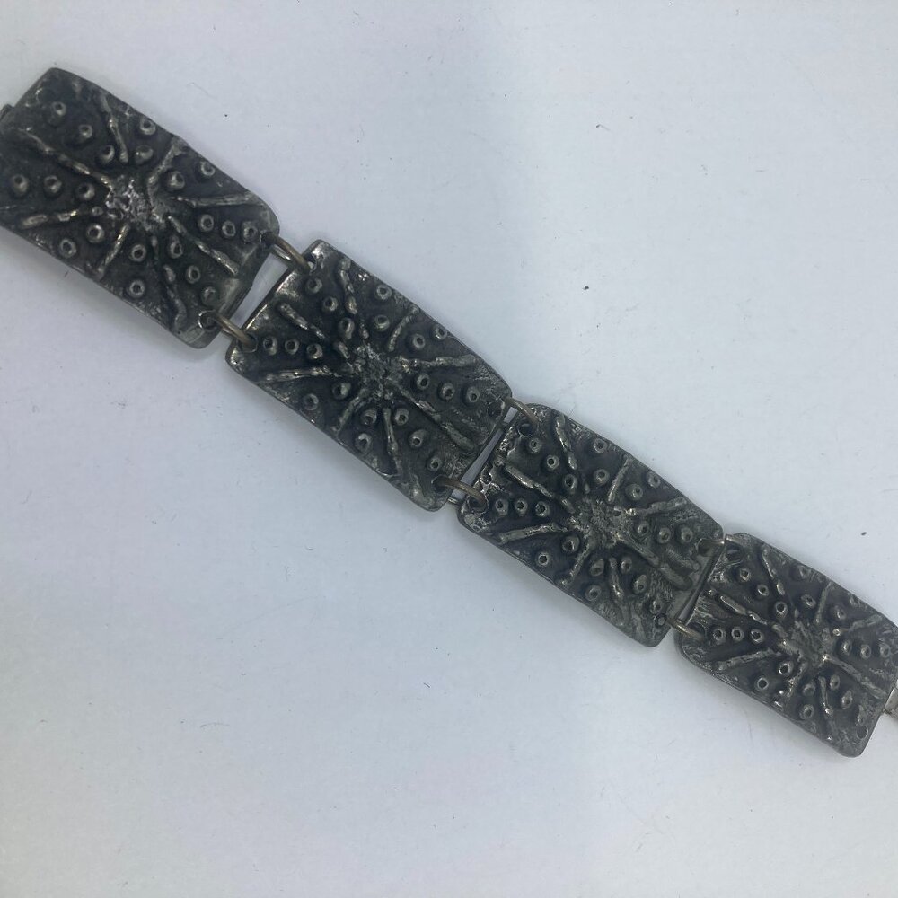 Vtg 1960s ROBERT LARIN modernist brutalist minimalist pewter bracelet
